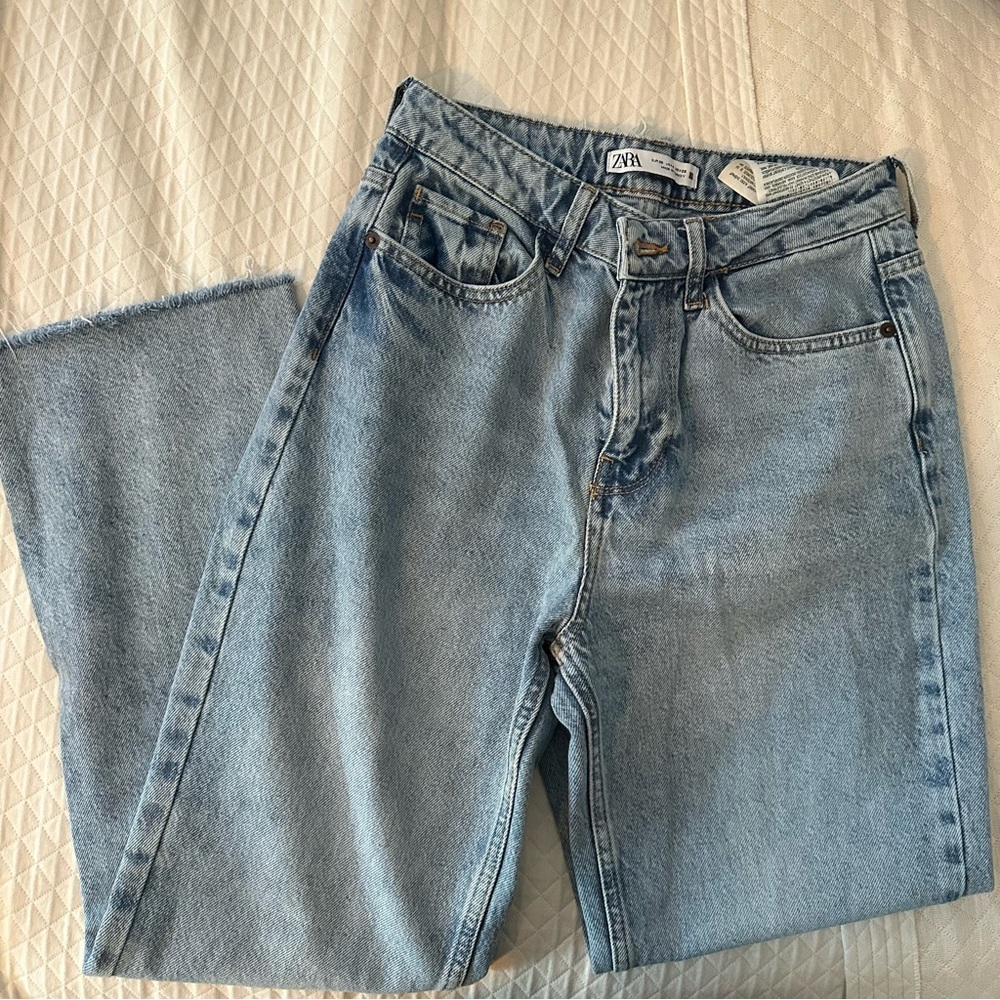 Zara high waist straight ankle jeans
